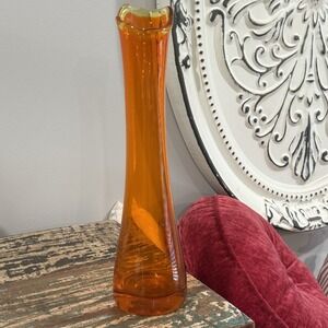 Vintage Swung Vase Glass Viking Orange Tall Bud Vase 13.5" Vtg